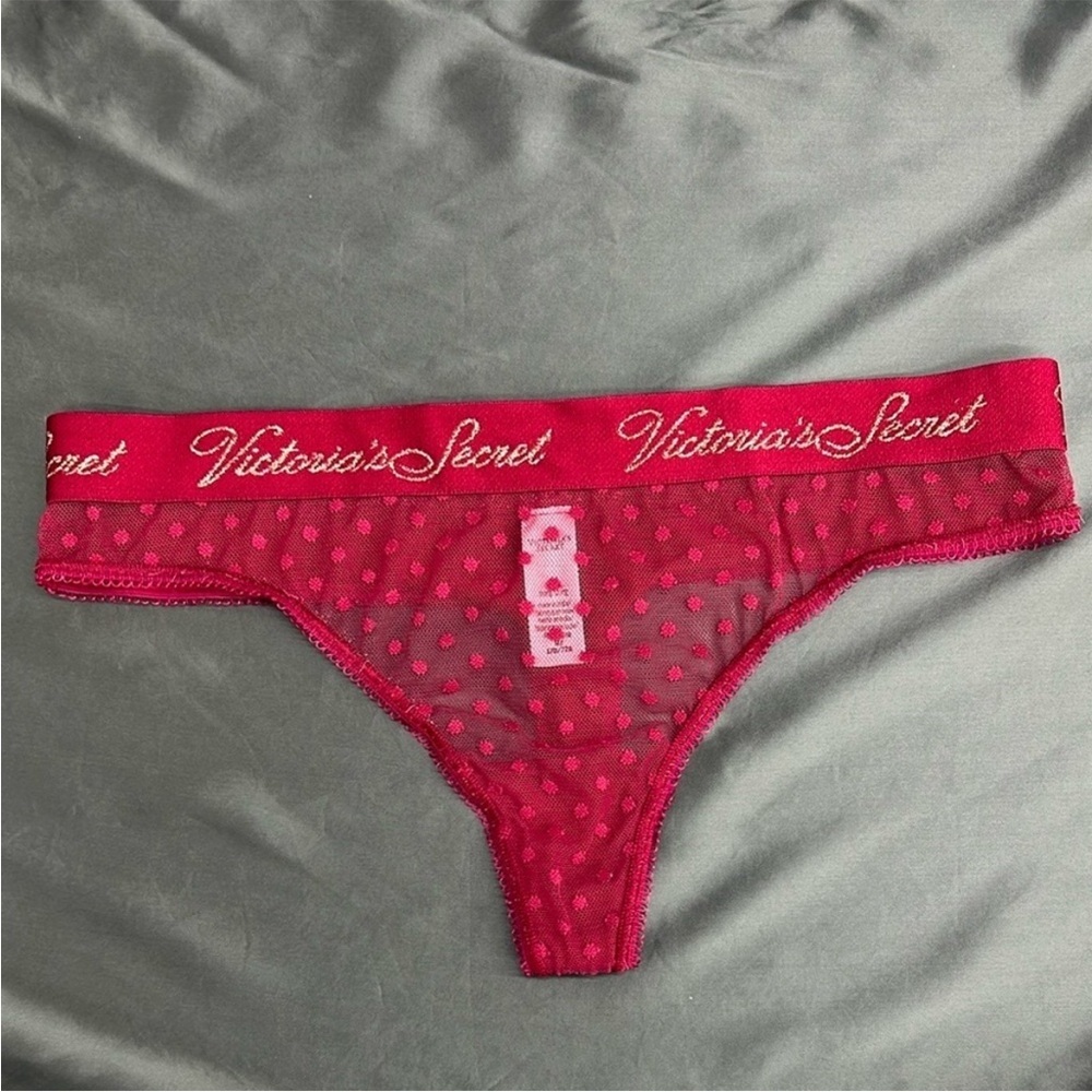 Victoria’s Secret Sheer Polka Dot Thong Panty M